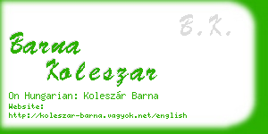 barna koleszar business card